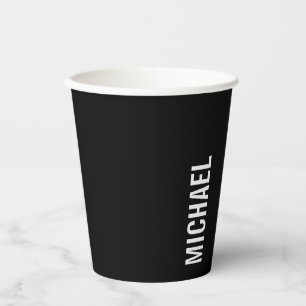Zwarte Moderne Minimalistische Gepersonaliseerde N Papieren Bekers