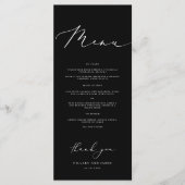 Zwarte Moderne Minimalistische Kalligrafie Trouwdi Menu (Voorkant)