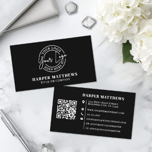 Zwarte Moderne Minimalistische Professionele Logo Visitekaartje