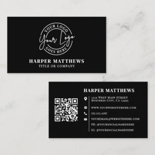 Zwarte Moderne Minimalistische Professionele Logo Visitekaartje