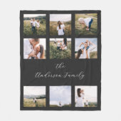 Zwarte moderne, moderne, eenvoudige 9 foto fleece deken (Voorkant)