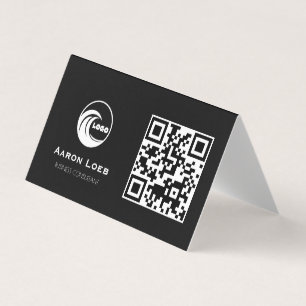 Zwarte moderne ontwerp vouw visitekaartje met QR-c