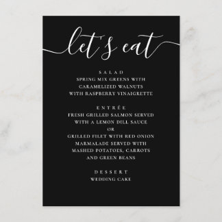 Zwarte moderne script bruiloft | Minimalistische c Menu