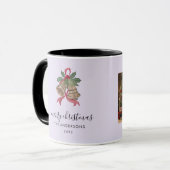 Zwarte moderne script Kerst foto mok (Voorkant links)