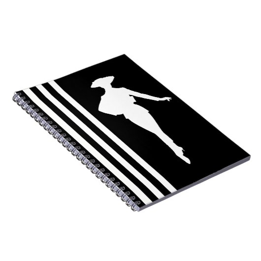 Zwarte moderne strepen met Mode Silhouette Notitieboek (Rechterzijde)