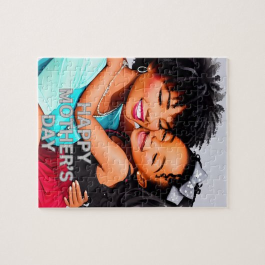 Zwarte Moeder en Dochter Moederdag Puzzel Gift Legpuzzel (Horizontaal)