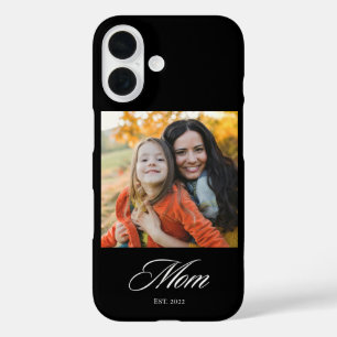 Zwarte Moeder Opgerichte Elegante Script Foto iPhone 16 Hoesje