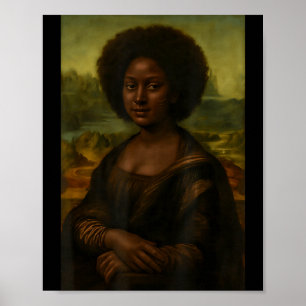 Zwarte Mona Lisa Afro Afrikaanse Melanine Zwarte G Poster