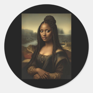 Zwarte Mona Lisa Afro-Amerikaanse zwarte geschiede Ronde Sticker