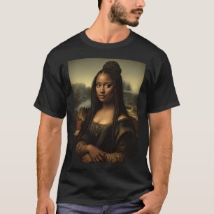 Zwarte Mona Lisa Afro-Amerikaanse Zwarte Geschiede T-shirt