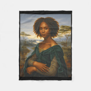 Zwarte Mona Lisa Grafische Afro Afrikaans Amerikaa Fleece Deken