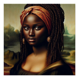 Zwarte Mona Lisa opnieuw ingebeelde kunstprint - A Perfect Poster