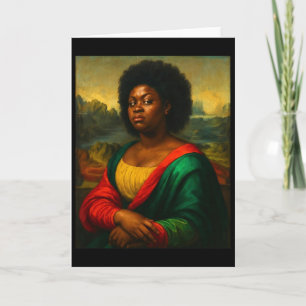 Zwarte Mona Lisa Zijdelingse Blik Afro Vrouw Zwart Kaart