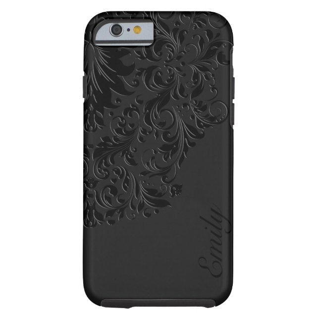 Zwarte  monochromatische Floral Lace Case-Mate iPhone Case (Achterkant)
