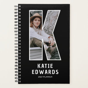 Zwarte Monogram Beginletter 'K' Foto Planner
