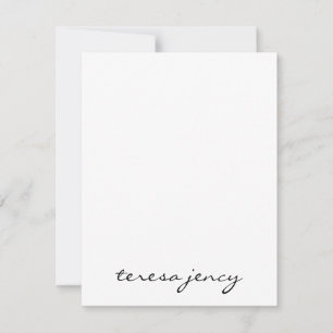 Zwarte Monogram Elegant Modern Script Naamontwer Notitiekaartje