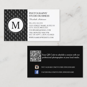Zwarte Monogram Fotostudio Visitekaartje