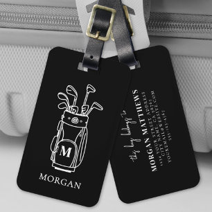 Zwarte Monogram Golf Bag Bagagelabel
