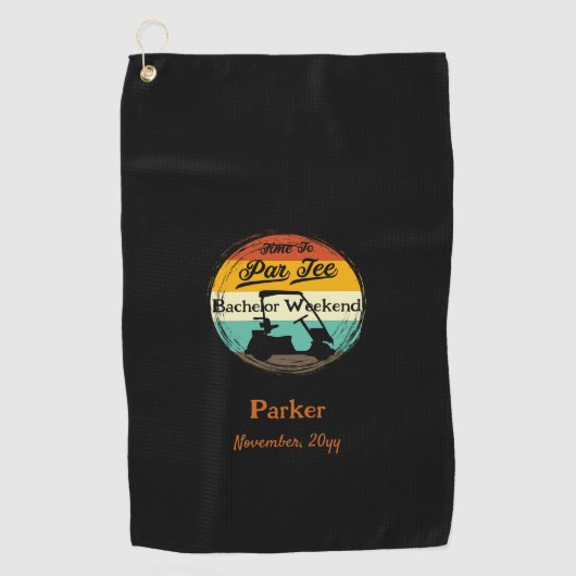Zwarte Monogram Golfhanddoek | Bachelor Weekend (Voorkant)