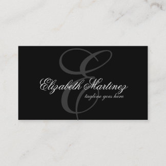 Zwarte Monogram Letter Chic Elegante Visitekaart Visitekaartje