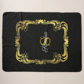 Zwarte Monogram Sherpa Deken (Voorkant (horizontaal))