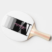 Zwarte Monogram Typografie Roze Script Tafeltennisbatje (Zijkant)