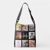Zwarte monogram voor aangepaste fotocollage crossbody tas (Voorkant)