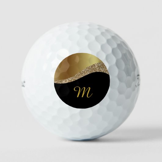ZWARTE MONOGRAM WAVE GOLD BALLS GOLFBALLEN (Voorkant)
