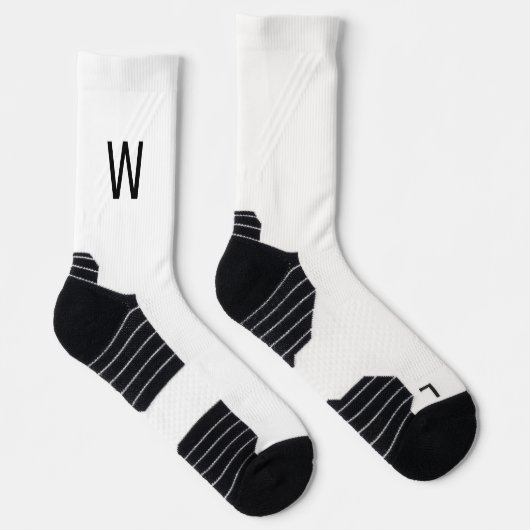 Zwarte Monogram Witte Sokken (Rechts)