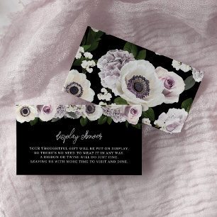 Zwarte Moody Anemone & Paarse Bloemen Display Douc Informatiekaartje