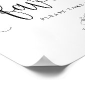 Zwarte mooie kalligrafie script party favors poster (Hoek)