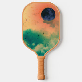 ZWARTE MOON EN GROENE CLOUDS PICKLEBALL PADDLE