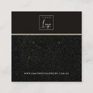 ZWARTE MOSAISCHE TEXTURE STUD EARRING DISPLAY-KAAR VIERKANTE VISITEKAARTJE