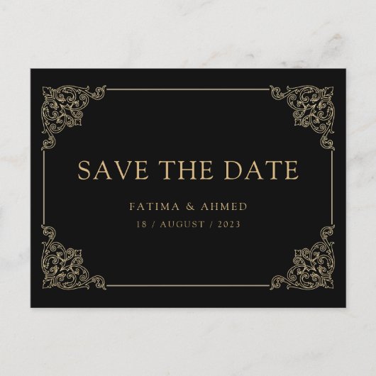 zwarte moslim bewaart de datumbekendmaking aankondigingskaart (Voorkant)