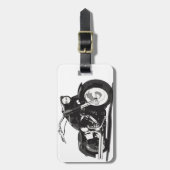 Zwarte motor bagagelabel (Voorkant verticaal)