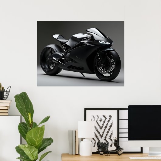 Zwarte Motorfiets Poster (Thuiskantoor)