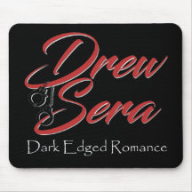 Zwarte mousepad met Drew Sera's logo