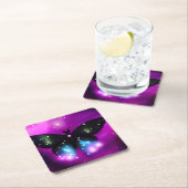 Zwarte mousserende boter vierkante kartonnen onderzetter (Insitu)