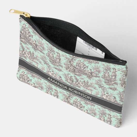  zwarte munt Toile de Jouy afgedrukt Etui (Open)