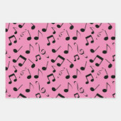 Zwarte Musical Notes Design Wrapping Papiersets Inpakpapier Vel (Voorkant 3)