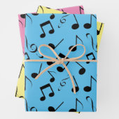 Zwarte Musical Notes Design Wrapping Papiersets Inpakpapier Vel (In situ)