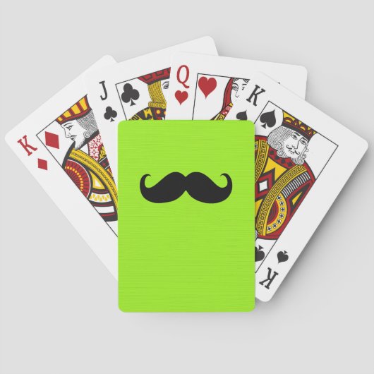 Zwarte Mustache op groene achtergrond Pokerkaarten (Achterkant)