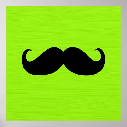Zwarte Mustache op groene achtergrond Poster (Voorkant)
