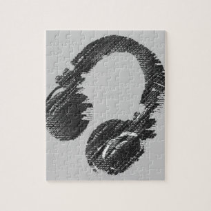 zwarte muziek deejay / DJ hoofdtelefoon Legpuzzel