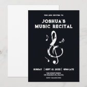 Zwarte muziek recital kaart (Voorkant / Achterkant)