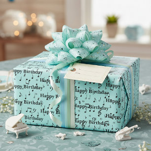 Zwarte Muziekgeluiden Verjaardagswensen Cadeaupapier