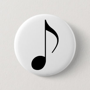 zwarte muzieknoot ronde button 5,7 cm