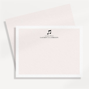 Zwarte Muzieknote Minimalistische Notitiekaart Notitiekaartje