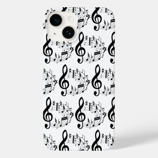Zwarte muzieknoten in ovaal vorm patroon Case-Mate iPhone case (Achterkant)