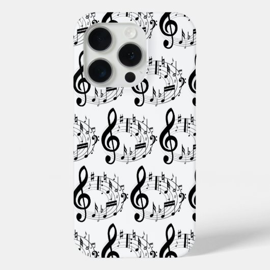 Zwarte muzieknoten in ovaal vorm patroon Case-Mate iPhone case (Achterkant)